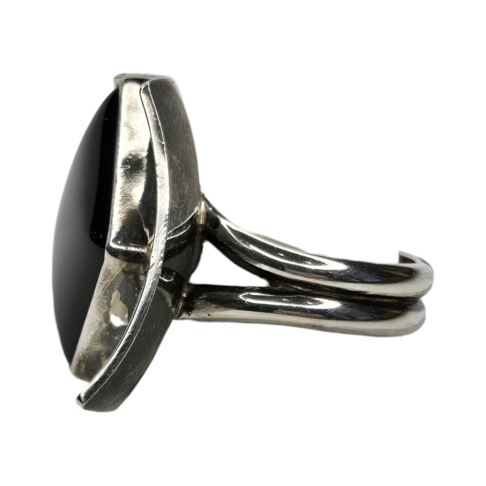 Vintage Sterling Silver 925 Black Onyx Mid Century Modern Cocktail Ring SZ 10.5 - Picture 3 of 11